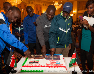 TeamKenya cutting the ceremonial cake.
